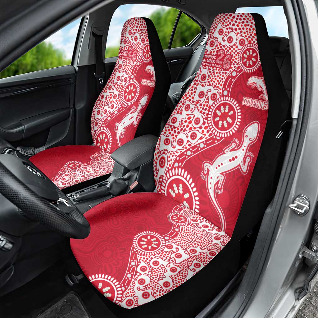 Dolphins NRL NAIDOC Week 2026 Car Seat Cover Aboriginal Lizard Dot Painting - 50 Years of Deadly