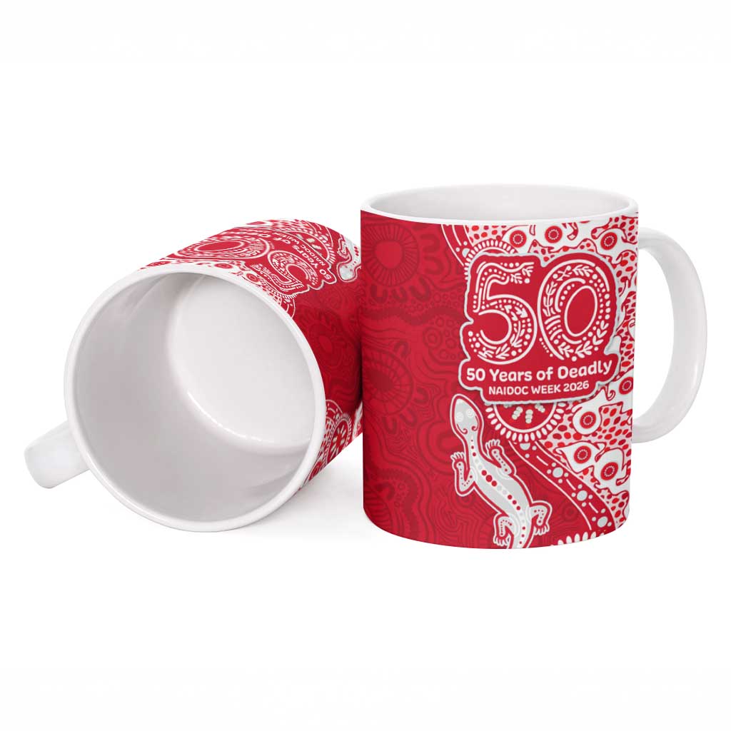 Dolphins NRL NAIDOC Week 2026 Ceramic Mug Aboriginal Lizard Dot Painting - 50 Years of Deadly