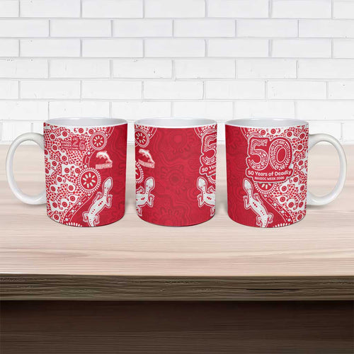 Dolphins NRL NAIDOC Week 2026 Ceramic Mug Aboriginal Lizard Dot Painting - 50 Years of Deadly