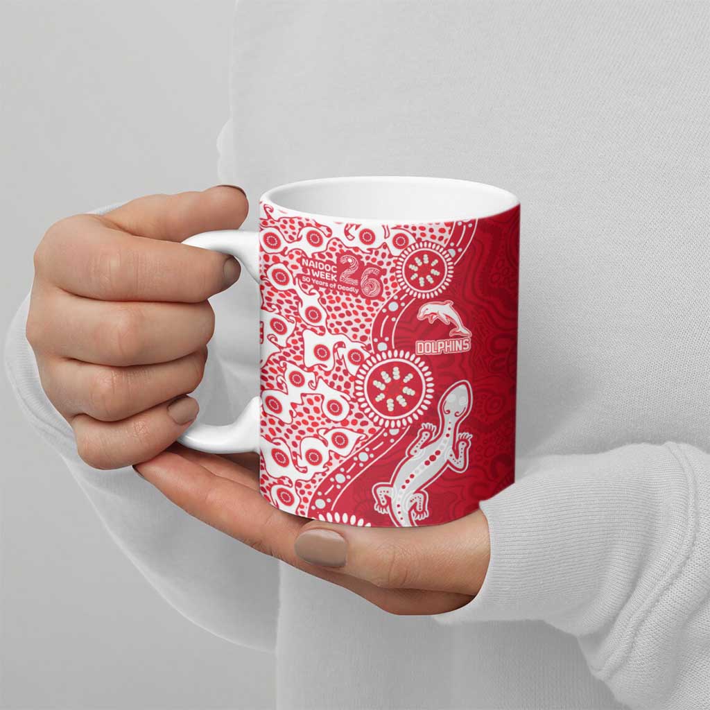 Dolphins NRL NAIDOC Week 2026 Ceramic Mug Aboriginal Lizard Dot Painting - 50 Years of Deadly
