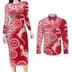 Dolphins NRL NAIDOC Week 2026 Couples Matching Long Sleeve Bodycon Dress and Long Sleeve Button Shirt Aboriginal Lizard Dot Painting - 50 Years of Deadly