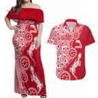 Dolphins NRL NAIDOC Week 2026 Couples Matching Off Shoulder Maxi Dress and Hawaiian Shirt Aboriginal Lizard Dot Painting - 50 Years of Deadly