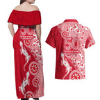 Dolphins NRL NAIDOC Week 2026 Couples Matching Off Shoulder Maxi Dress and Hawaiian Shirt Aboriginal Lizard Dot Painting - 50 Years of Deadly