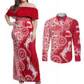 Dolphins NRL NAIDOC Week 2026 Couples Matching Off Shoulder Maxi Dress and Long Sleeve Button Shirt Aboriginal Lizard Dot Painting - 50 Years of Deadly