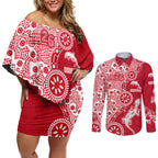 Dolphins NRL NAIDOC Week 2026 Couples Matching Off Shoulder Short Dress and Long Sleeve Button Shirt Aboriginal Lizard Dot Painting - 50 Years of Deadly