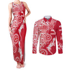 Dolphins NRL NAIDOC Week 2026 Couples Matching Tank Maxi Dress and Long Sleeve Button Shirt Aboriginal Lizard Dot Painting - 50 Years of Deadly