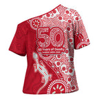 Dolphins NRL NAIDOC Week 2026 Cross Shoulder Shirt Aboriginal Lizard Dot Painting - 50 Years of Deadly