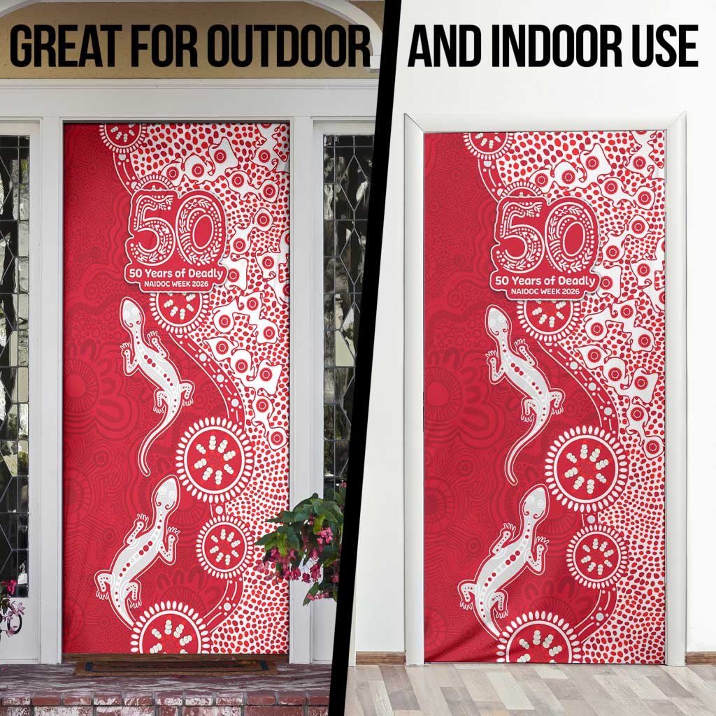 Dolphins NRL NAIDOC Week 2026 Door Cover Aboriginal Lizard Dot Painting - 50 Years of Deadly