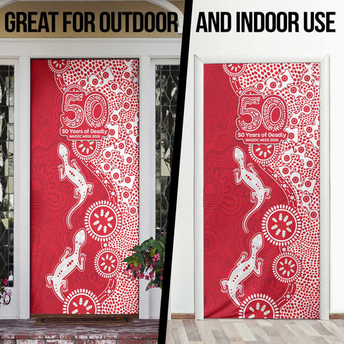 Dolphins NRL NAIDOC Week 2026 Door Cover Aboriginal Lizard Dot Painting - 50 Years of Deadly