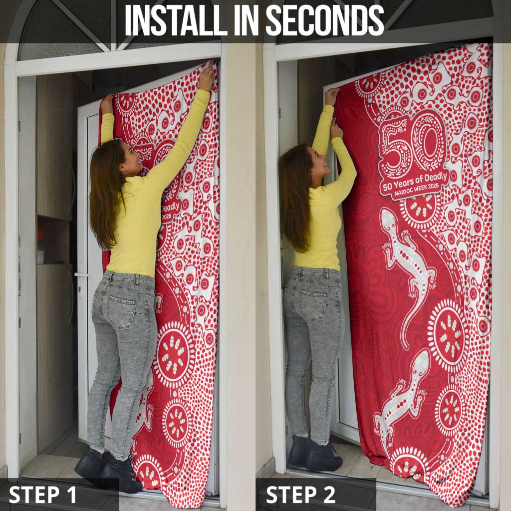 Dolphins NRL NAIDOC Week 2026 Door Cover Aboriginal Lizard Dot Painting - 50 Years of Deadly