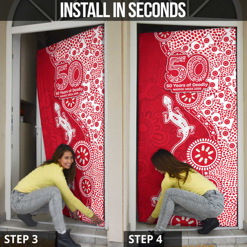 Dolphins NRL NAIDOC Week 2026 Door Cover Aboriginal Lizard Dot Painting - 50 Years of Deadly