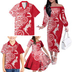 Dolphins NRL NAIDOC Week 2026 Family Matching Off The Shoulder Long Sleeve Dress and Hawaiian Shirt Aboriginal Lizard Dot Painting - 50 Years of Deadly