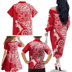 Dolphins NRL NAIDOC Week 2026 Family Matching Off The Shoulder Long Sleeve Dress and Hawaiian Shirt Aboriginal Lizard Dot Painting - 50 Years of Deadly