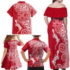 Dolphins NRL NAIDOC Week 2026 Family Matching Off Shoulder Maxi Dress and Hawaiian Shirt Aboriginal Lizard Dot Painting - 50 Years of Deadly