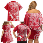 Dolphins NRL NAIDOC Week 2026 Family Matching Off Shoulder Short Dress and Hawaiian Shirt Aboriginal Lizard Dot Painting - 50 Years of Deadly