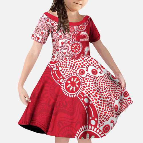 Dolphins NRL NAIDOC Week 2026 Family Matching Summer Maxi Dress and Hawaiian Shirt Aboriginal Lizard Dot Painting - 50 Years of Deadly