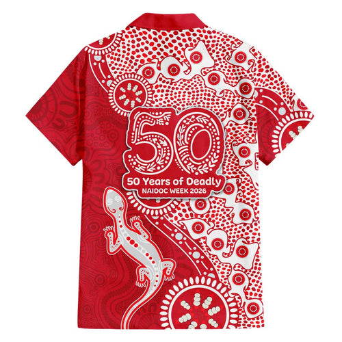 Dolphins NRL NAIDOC Week 2026 Family Matching Summer Maxi Dress and Hawaiian Shirt Aboriginal Lizard Dot Painting - 50 Years of Deadly