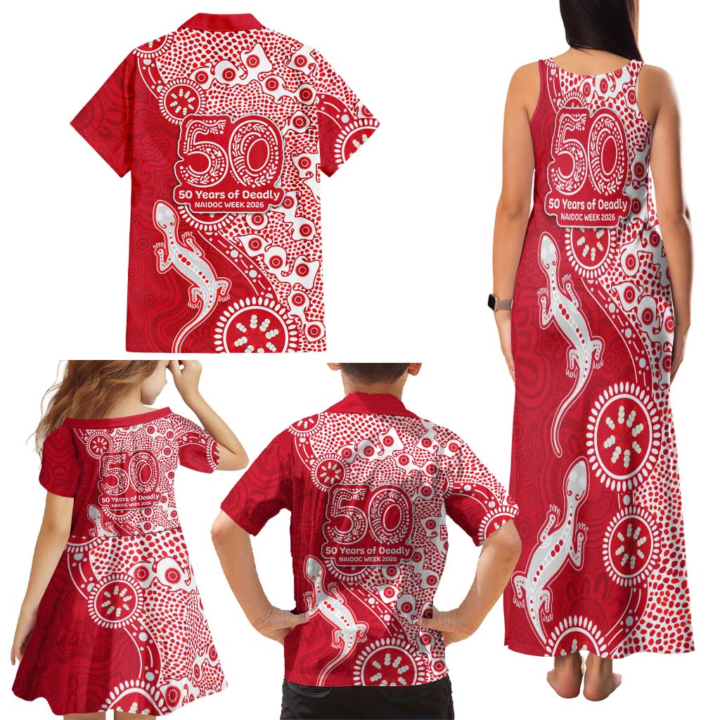Dolphins NRL NAIDOC Week 2026 Family Matching Tank Maxi Dress and Hawaiian Shirt Aboriginal Lizard Dot Painting - 50 Years of Deadly