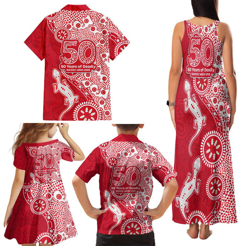 Dolphins NRL NAIDOC Week 2026 Family Matching Tank Maxi Dress and Hawaiian Shirt Aboriginal Lizard Dot Painting - 50 Years of Deadly