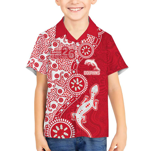 Dolphins NRL NAIDOC Week 2026 Family Matching Tank Maxi Dress and Hawaiian Shirt Aboriginal Lizard Dot Painting - 50 Years of Deadly