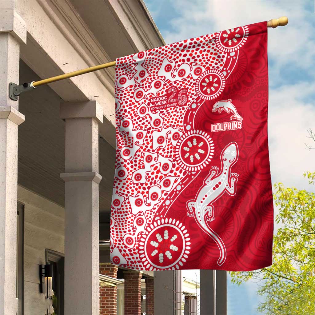 Dolphins NRL NAIDOC Week 2026 Garden Flag Aboriginal Lizard Dot Painting - 50 Years of Deadly