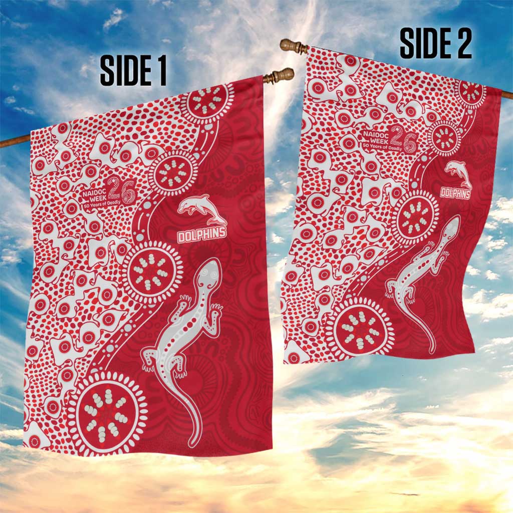 Dolphins NRL NAIDOC Week 2026 Garden Flag Aboriginal Lizard Dot Painting - 50 Years of Deadly