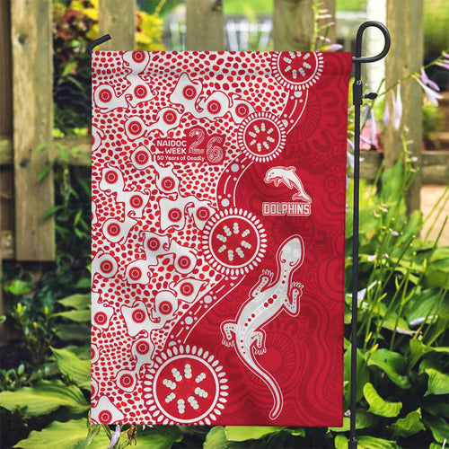 Dolphins NRL NAIDOC Week 2026 Garden Flag Aboriginal Lizard Dot Painting - 50 Years of Deadly