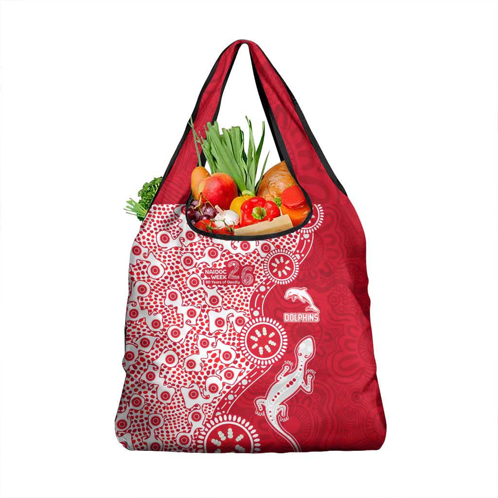 Dolphins NRL NAIDOC Week 2026 Grocery Bag Aboriginal Lizard Dot Painting - 50 Years of Deadly