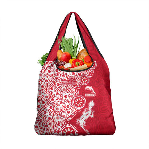 Dolphins NRL NAIDOC Week 2026 Grocery Bag Aboriginal Lizard Dot Painting - 50 Years of Deadly