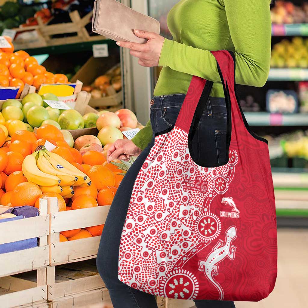 Dolphins NRL NAIDOC Week 2026 Grocery Bag Aboriginal Lizard Dot Painting - 50 Years of Deadly