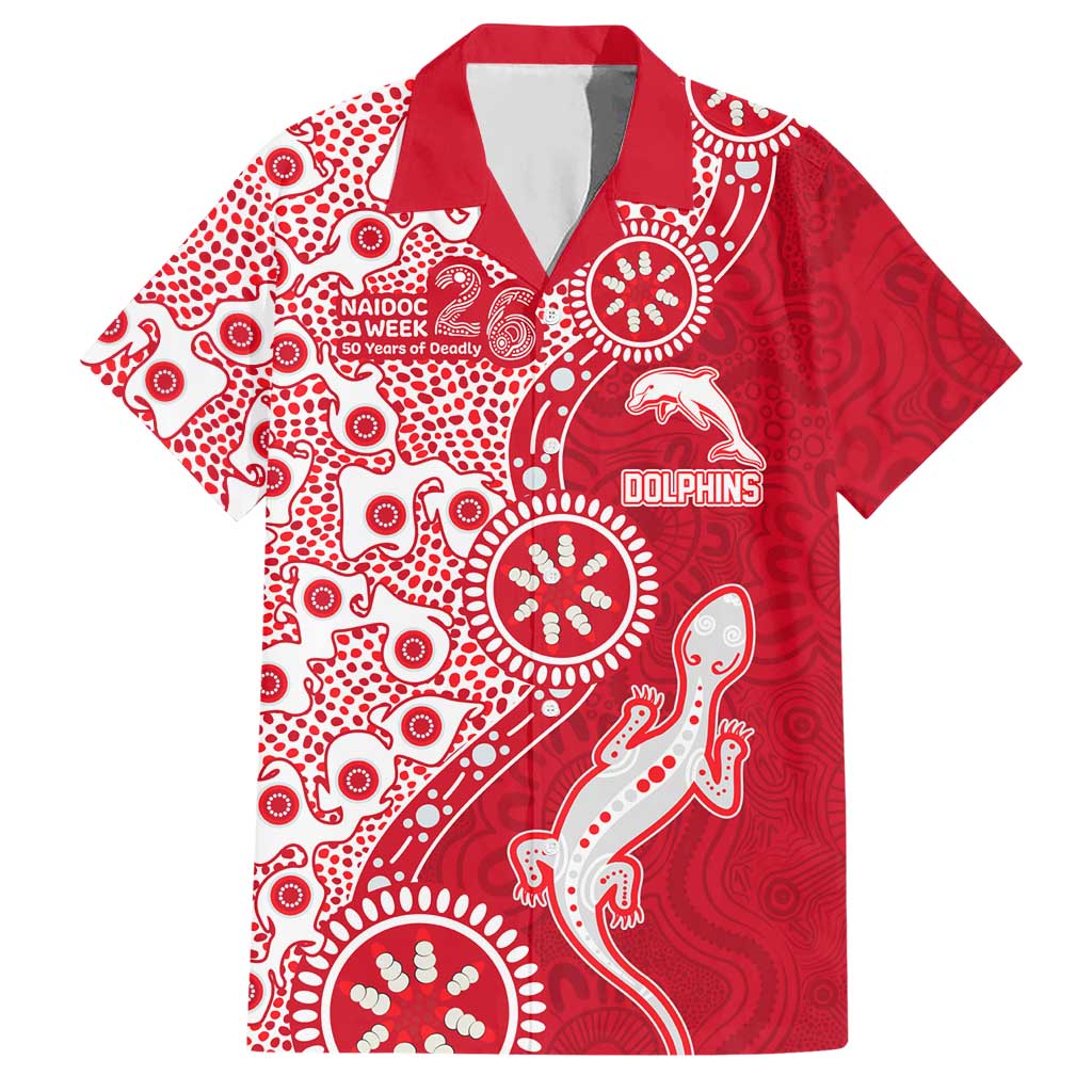 Dolphins NRL NAIDOC Week 2026 Hawaiian Shirt Aboriginal Lizard Dot Painting - 50 Years of Deadly