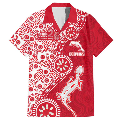 Dolphins NRL NAIDOC Week 2026 Hawaiian Shirt Aboriginal Lizard Dot Painting - 50 Years of Deadly