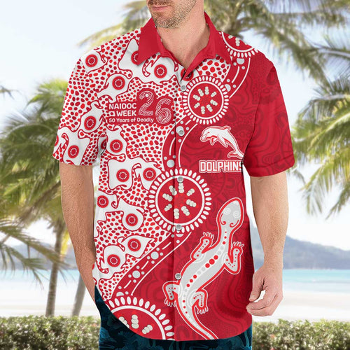 Dolphins NRL NAIDOC Week 2026 Hawaiian Shirt Aboriginal Lizard Dot Painting - 50 Years of Deadly