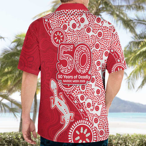Dolphins NRL NAIDOC Week 2026 Hawaiian Shirt Aboriginal Lizard Dot Painting - 50 Years of Deadly