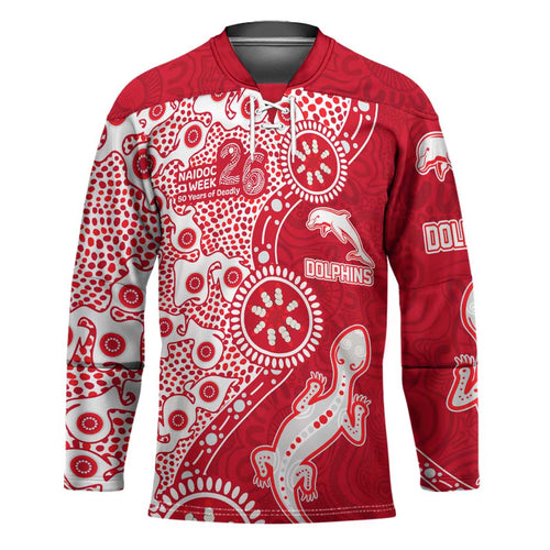 Dolphins NRL NAIDOC Week 2026 Hockey Jersey Aboriginal Lizard Dot Painting - 50 Years of Deadly
