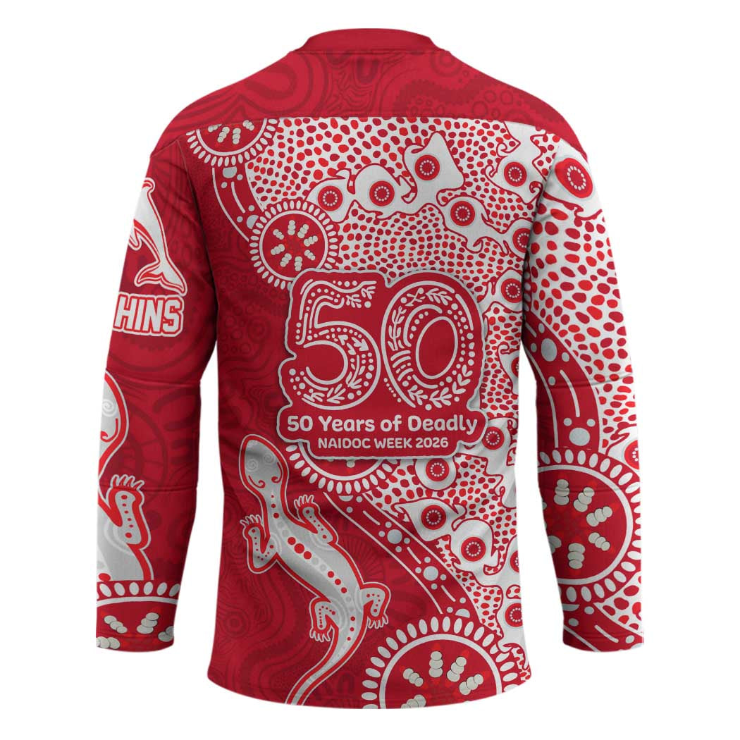 Dolphins NRL NAIDOC Week 2026 Hockey Jersey Aboriginal Lizard Dot Painting - 50 Years of Deadly