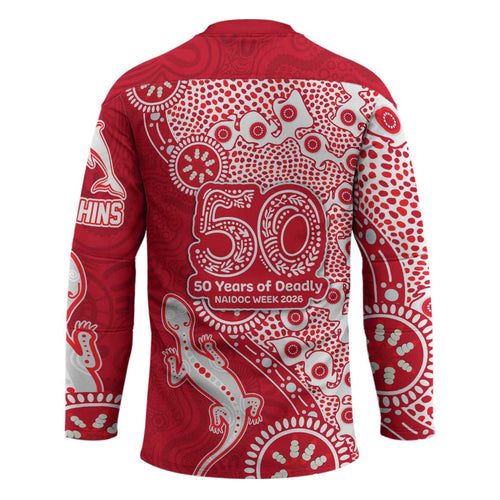 Dolphins NRL NAIDOC Week 2026 Hockey Jersey Aboriginal Lizard Dot Painting - 50 Years of Deadly