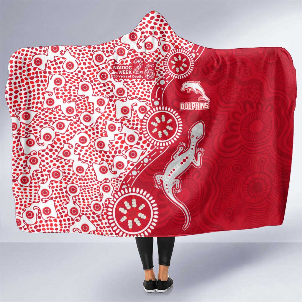 Dolphins NRL NAIDOC Week 2026 Hooded Blanket Aboriginal Lizard Dot Painting - 50 Years of Deadly