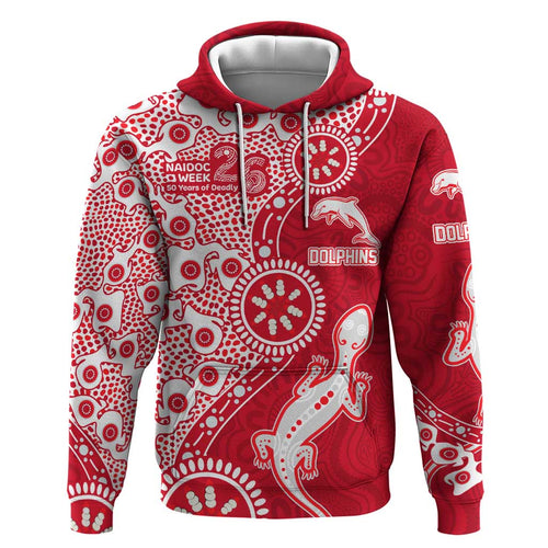Dolphins NRL NAIDOC Week 2026 Hoodie Aboriginal Lizard Dot Painting - 50 Years of Deadly