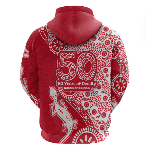 Dolphins NRL NAIDOC Week 2026 Hoodie Aboriginal Lizard Dot Painting - 50 Years of Deadly