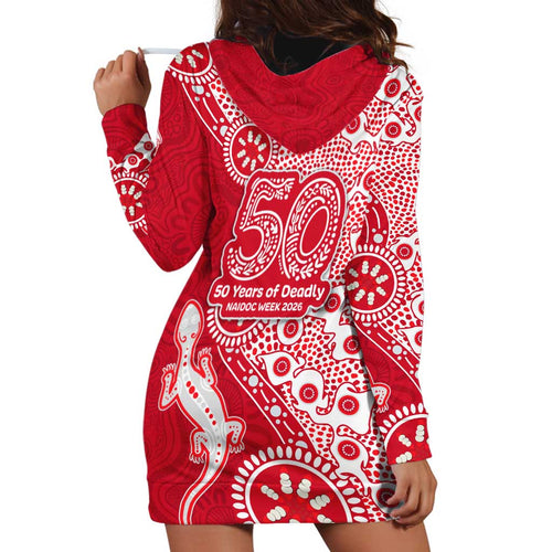 Dolphins NRL NAIDOC Week 2026 Hoodie Dress Aboriginal Lizard Dot Painting - 50 Years of Deadly