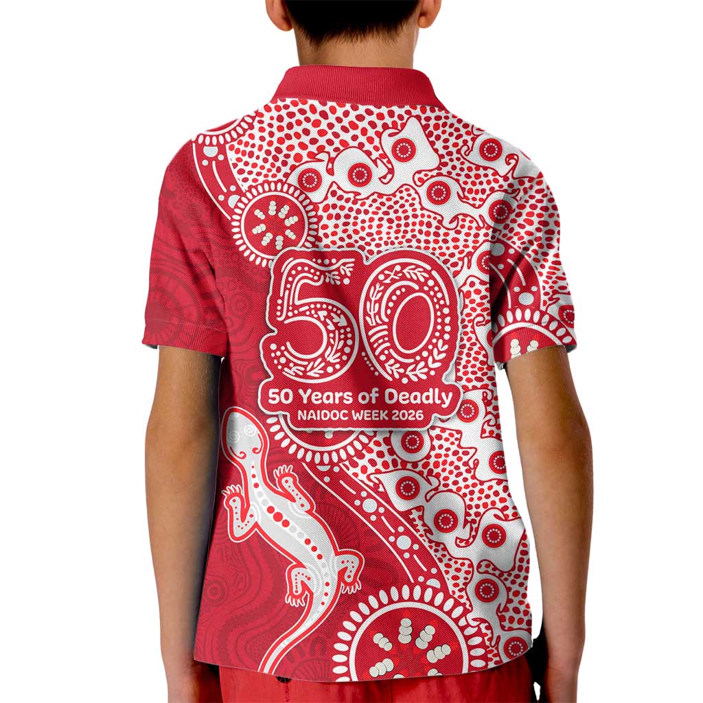 Dolphins NRL NAIDOC Week 2026 Kid Polo Shirt Aboriginal Lizard Dot Painting - 50 Years of Deadly