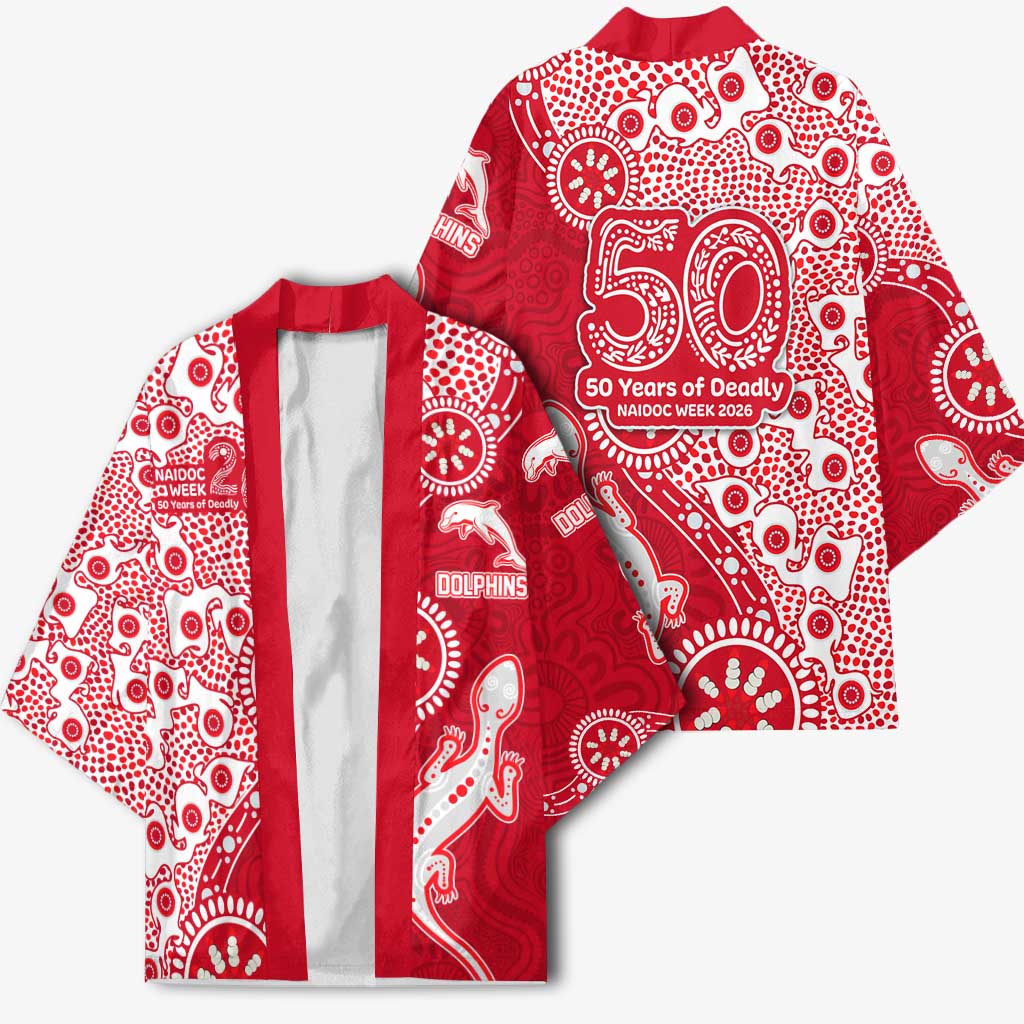 Dolphins NRL NAIDOC Week 2026 Kimono Aboriginal Lizard Dot Painting - 50 Years of Deadly