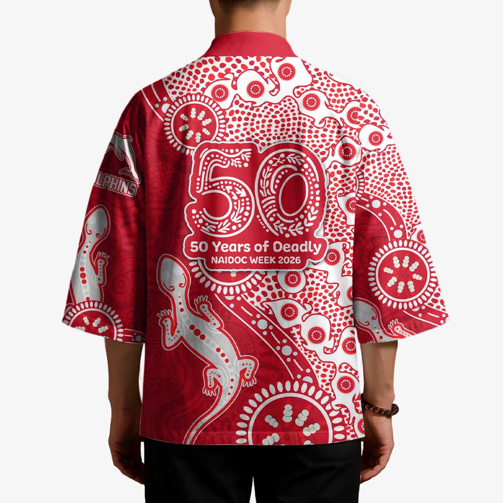 Dolphins NRL NAIDOC Week 2026 Kimono Aboriginal Lizard Dot Painting - 50 Years of Deadly