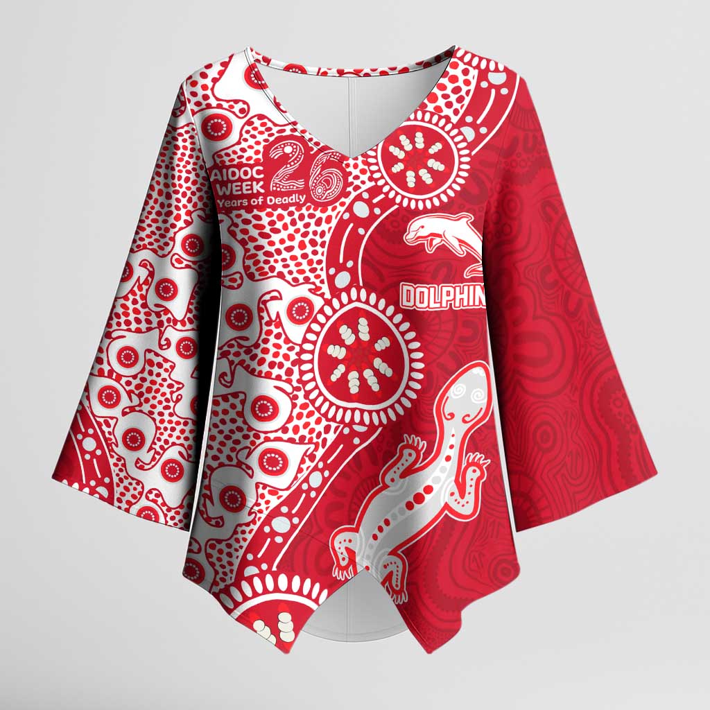 Dolphins NRL NAIDOC Week 2026 Kimono Sleeve Blouse Aboriginal Lizard Dot Painting - 50 Years of Deadly