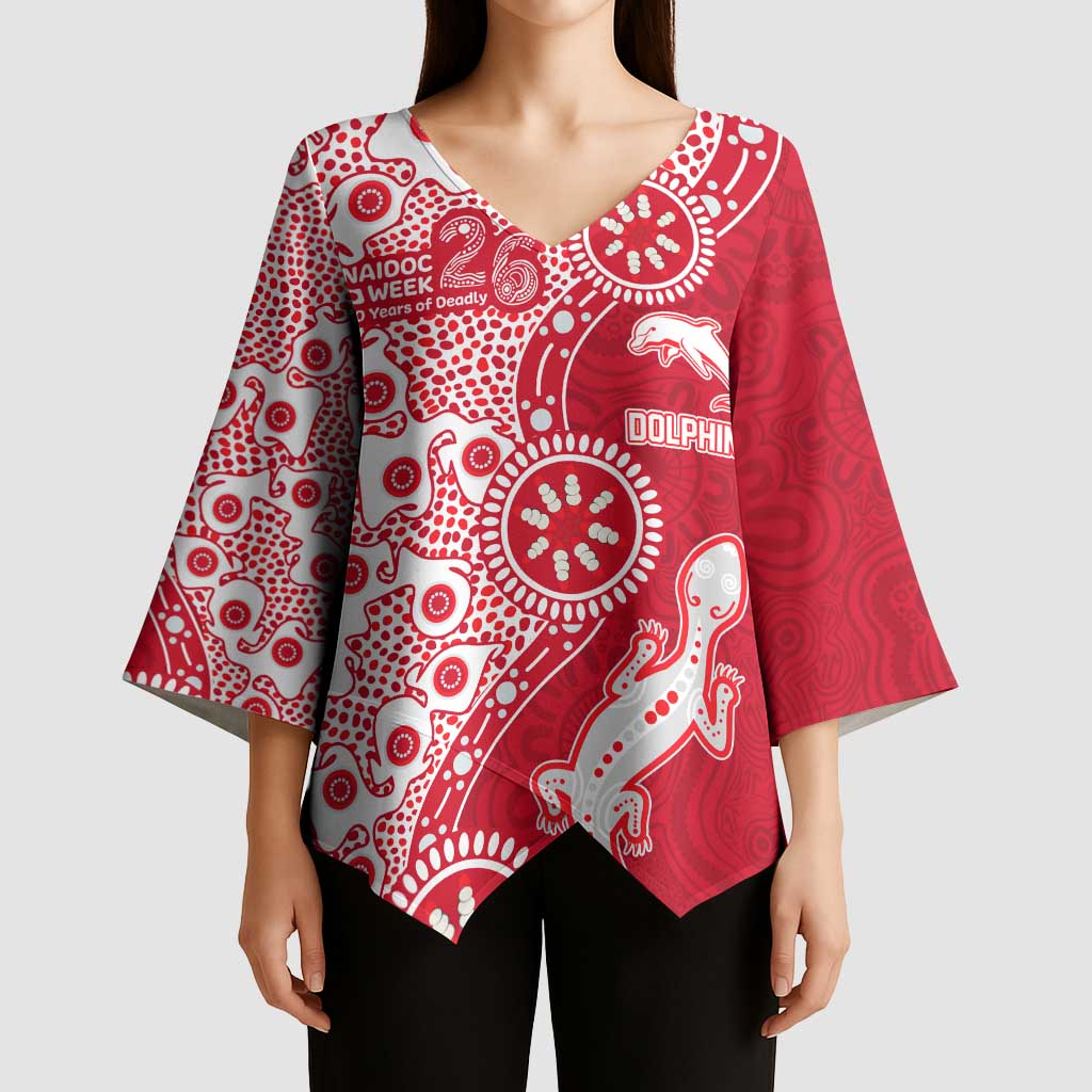 Dolphins NRL NAIDOC Week 2026 Kimono Sleeve Blouse Aboriginal Lizard Dot Painting - 50 Years of Deadly