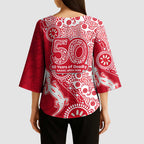 Dolphins NRL NAIDOC Week 2026 Kimono Sleeve Blouse Aboriginal Lizard Dot Painting - 50 Years of Deadly