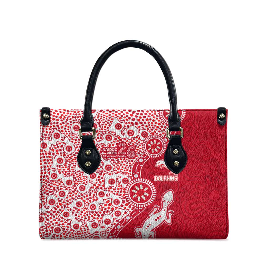 Dolphins NRL NAIDOC Week 2026 Leather Bag Aboriginal Lizard Dot Painting - 50 Years of Deadly