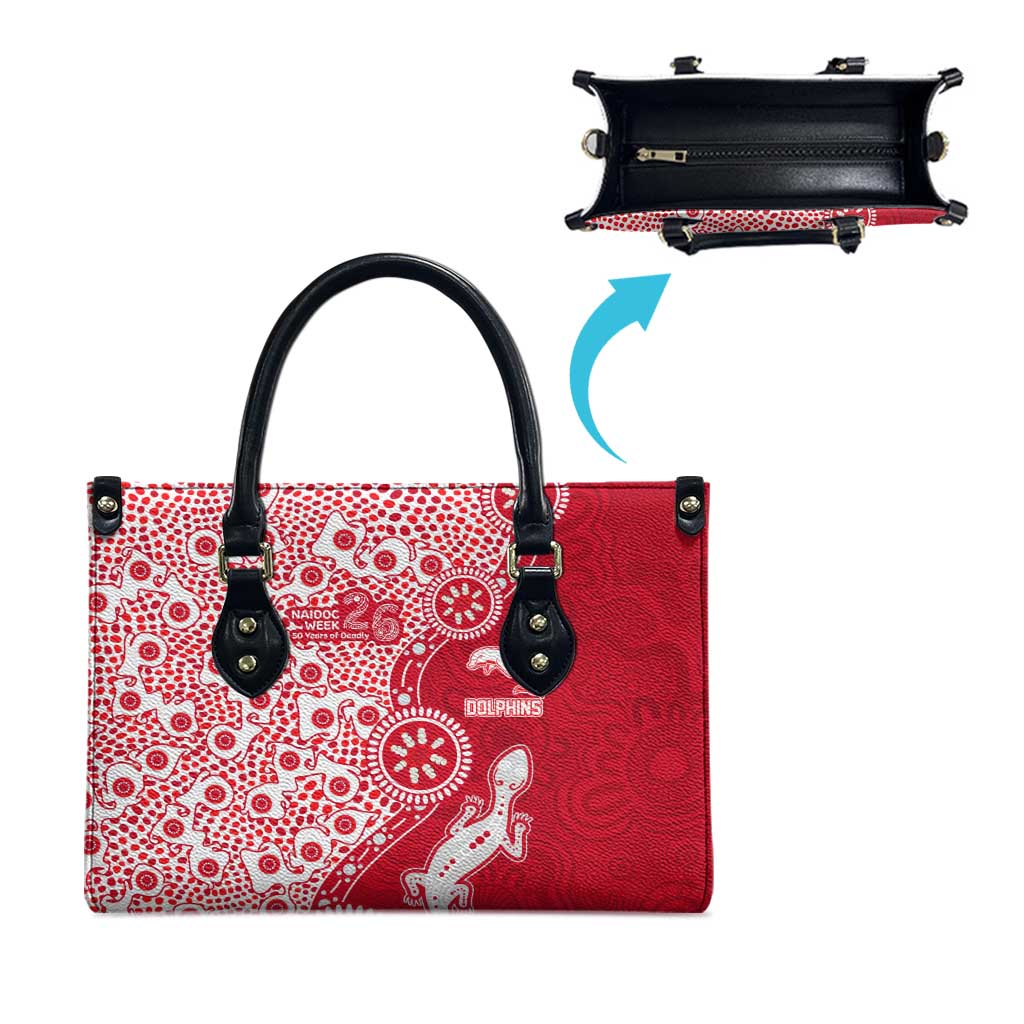 Dolphins NRL NAIDOC Week 2026 Leather Bag Aboriginal Lizard Dot Painting - 50 Years of Deadly