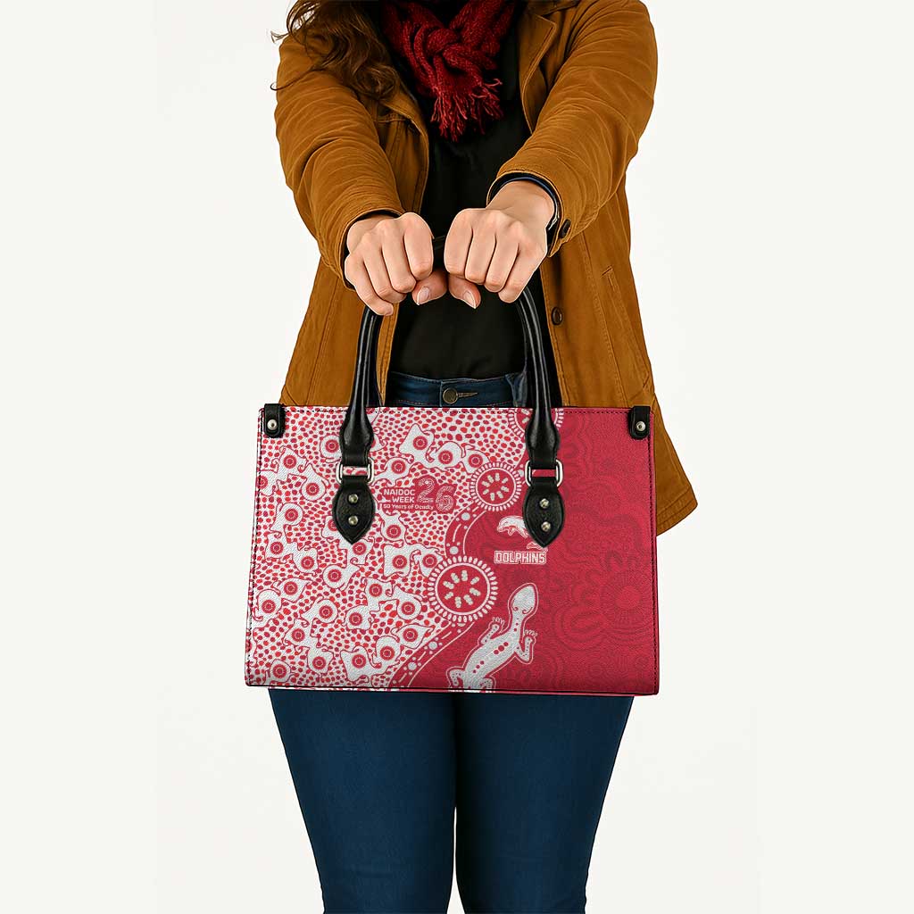 Dolphins NRL NAIDOC Week 2026 Leather Bag Aboriginal Lizard Dot Painting - 50 Years of Deadly